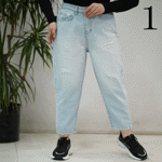 تصویر  شلوار مام فیت آبی رویال