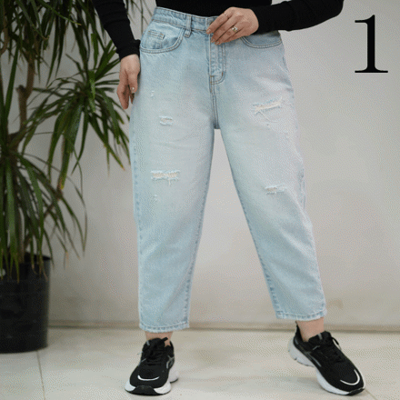 تصویر  شلوار مام فیت آبی رویال