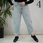 تصویر  شلوار مام فیت آبی رویال