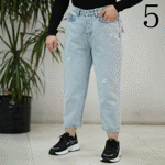 تصویر  شلوار مام فیت آبی رویال