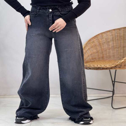 تصویر  شلوار شافل ذغالی پایین ریش