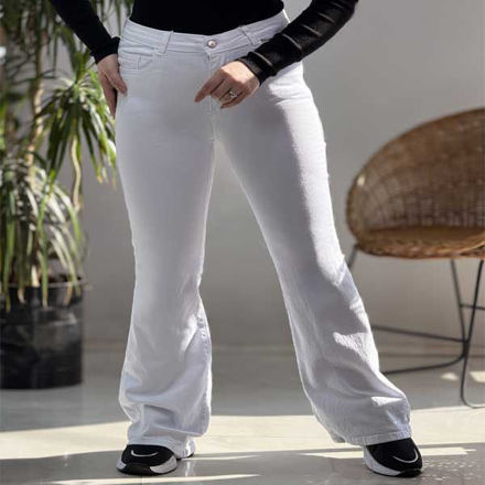 تصویر  شلوار بوتکات جین سفید