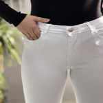 تصویر  شلوار بوتکات جین سفید