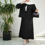 تصویر  ست کت و دامن ژاکارد طرح دار