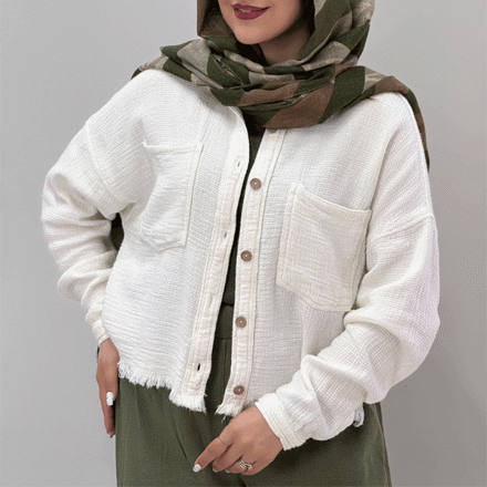 تصویر  شومیز حصیری پایین ریش 2جیب