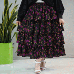 تصویر  دامن کرکره ای گل دار