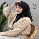 تصویر  مینی اسکارف توری 3گوش