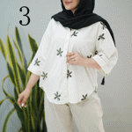 تصویر  شومیز لینن گلدوزی آستین پاکتی