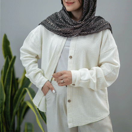 تصویر  شومیز حصیری شیری
