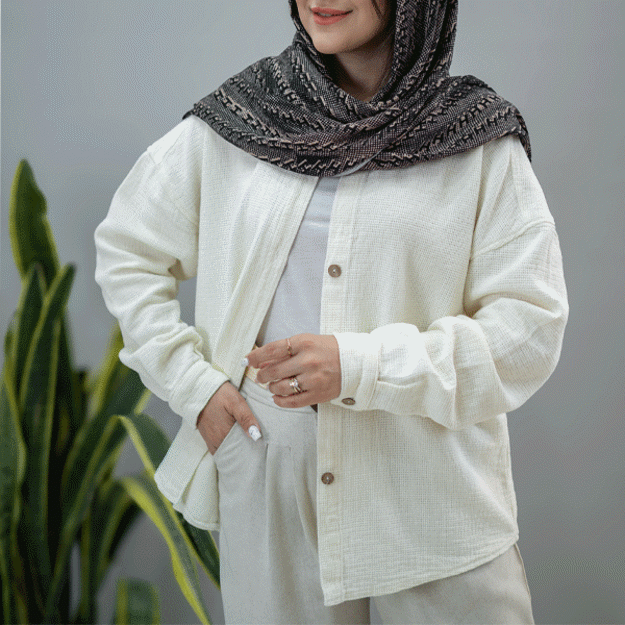 تصویر  شومیز حصیری شیری