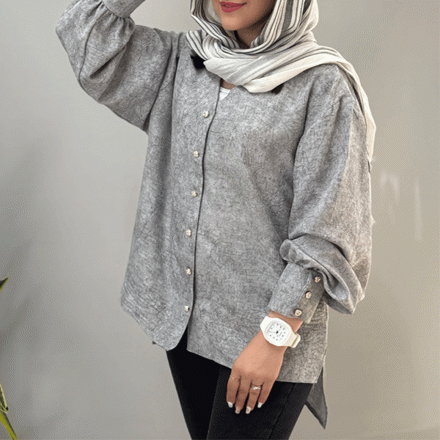 تصویر  شومیز شانتون دکمه نگینی