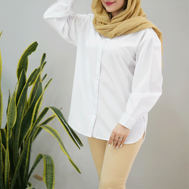 تصویر  شومیز مانتویی سفید