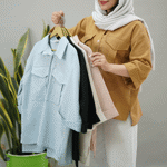 تصویر  مانتو لینن آستین پاکتی