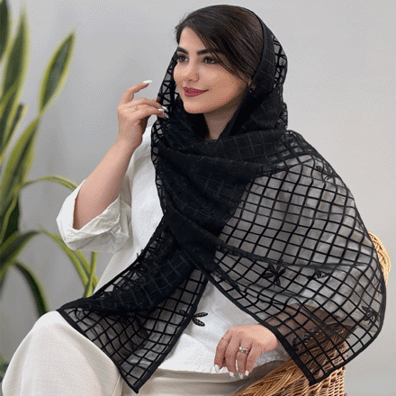 تصویر  شال توری مشکی