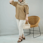 تصویر  شومیز مانتویی کراش تک جیب