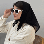 تصویر  مینی اسکارف توری طرحدار