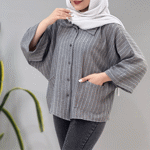 تصویر  شومیز مانتویی پانچ راه راه