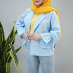 تصویر  کت ژاکارد پلیسه آستین شیپوری
