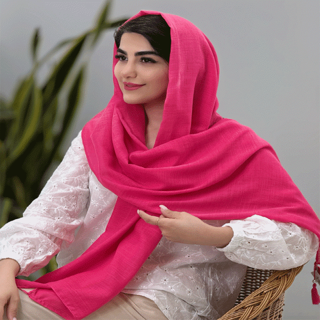 تصویر  شال لینن منگوله دار