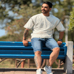 تصویر  تیشرت مردانه نگینی سفید