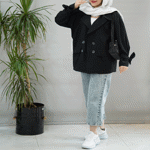 تصویر  کت لینن آستین بندی
