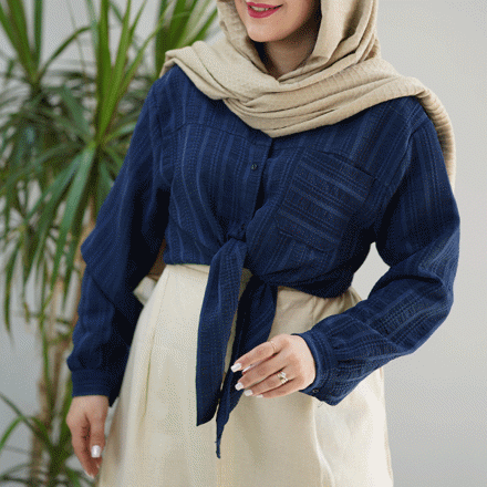 تصویر  شومیز گره ای کوک دوزی