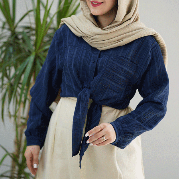 تصویر  شومیز گره ای کوک دوزی