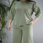 تصویر  ست تیشرت لانگ و شلوار زاپ دار