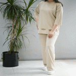 تصویر  ست تیشرت لانگ و شلوار زاپ دار