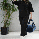 تصویر  ست تیشرت لانگ و شلوار زاپ دار