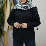 تصویر  شومیز مانتویی کتان پشت گلدوزی