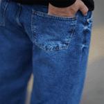 تصویر  شلوار نیم بگ آبی مردانه