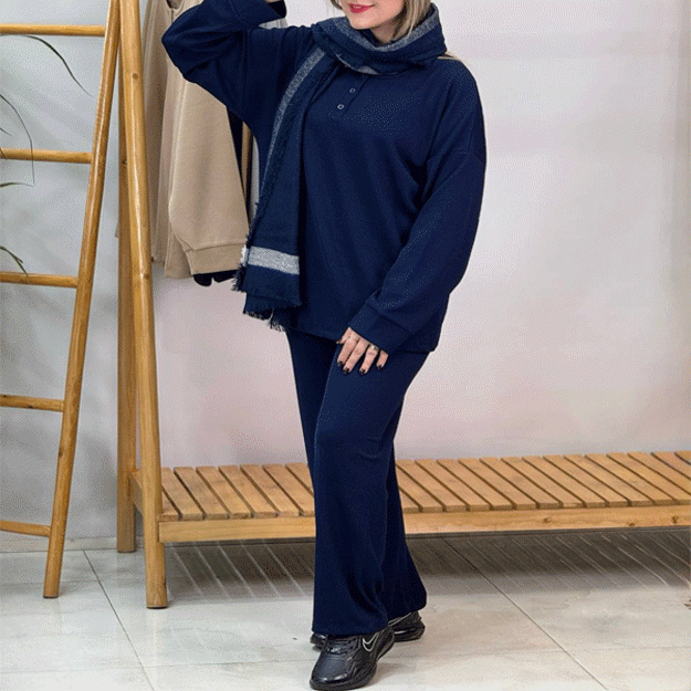 تصویر  ست شومیز و شلوار یقه دکمه