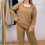 تصویر  ست شومیز و شلوار یقه دکمه