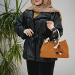 تصویر  کت چرم کمردار