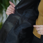 تصویر  کت چرم کمردار