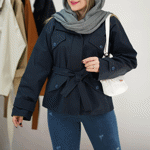 تصویر  بارونی کمردار جیب نما