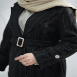 تصویر  کت فوتر راه راه کمردار