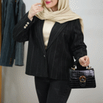 تصویر  کت فوتر راه راه تک دکمه