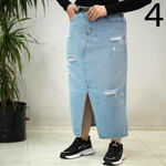 تصویر  دامن جین جلو چاک