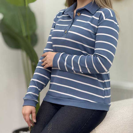 تصویر  بلوز فانریپ راه راه 3دکمه