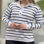 تصویر  بلوز فانریپ راه راه 3دکمه