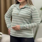 تصویر  بلوز فانریپ راه راه 3دکمه