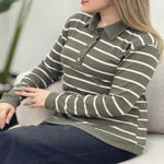 تصویر  بلوز فانریپ راه راه 3دکمه