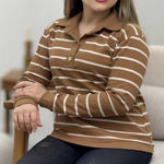 تصویر  بلوز فانریپ راه راه 3دکمه