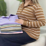 تصویر  بلوز فانریپ راه راه 3دکمه