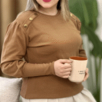 تصویر  بلوز فانریپ یقه 6دکمه