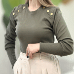 تصویر  بلوز فانریپ یقه 6دکمه