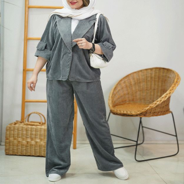 تصویر  کت و شلوار مخمل حوله ای