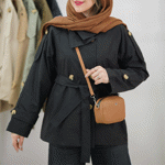 تصویر  بارونی دو جیب کمردار